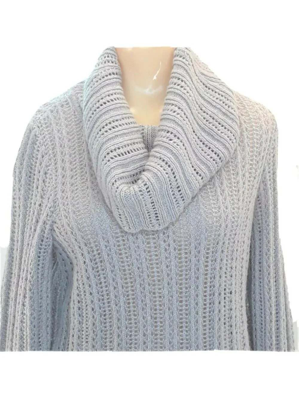 Axcess Gray Cable Knit Cowl Neck Sweater Womens Size Medium Long Sleeve